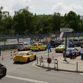 Lining up to enter the track